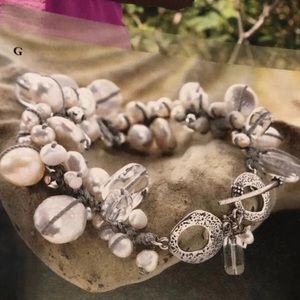 Retired Silpada Sterling Silver Pearls Effervescence Cha-Cha Bracelet B2180